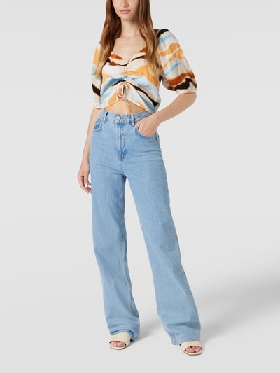 Tom Tailor Denim Cropped Blusenshirt mit Allover-Muster Sand 1