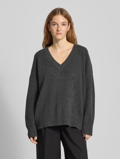 Only Regular fit gebreide pullover met wol, model 'MARI' Antraciet gemêleerd - 4