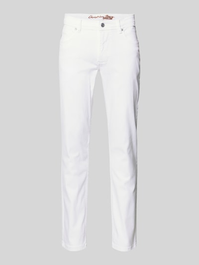 Produktfoto, Jeans mit 5-Pocket-Design von Christian Berg Men in Weiß, Baumwoll-Mix mit Stretch-Anteil, Slim Fit, glatte Textur