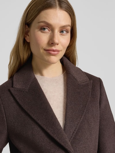 s.Oliver BLACK LABEL Regular fit lange wollen jas met tailleriem om te strikken Donkerbruin - 3