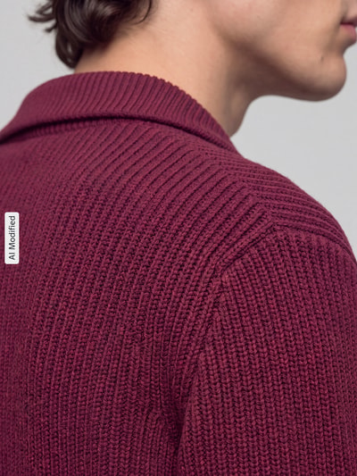 Selected Relaxed Fit Troyer aus reiner Baumwolle Modell 'DRY' Bordeaux 3