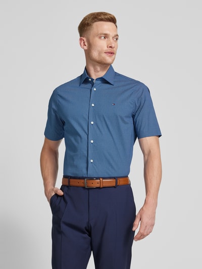 Tommy Hilfiger Regular fit zakelijk overhemd met all-over motief Marineblauw - 4