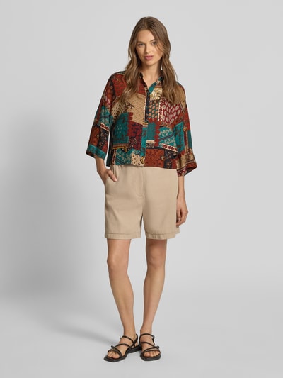 Apricot Boxy fit blouse van viscose met 3/4-mouwen Roestrood - 1