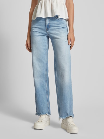 Only Wide leg jeans met franjes, model 'JUICY' Jeansblauw - 4