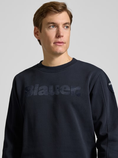 Blauer Usa Sweatshirt met labelprint, model 'Crosby' Marineblauw - 3