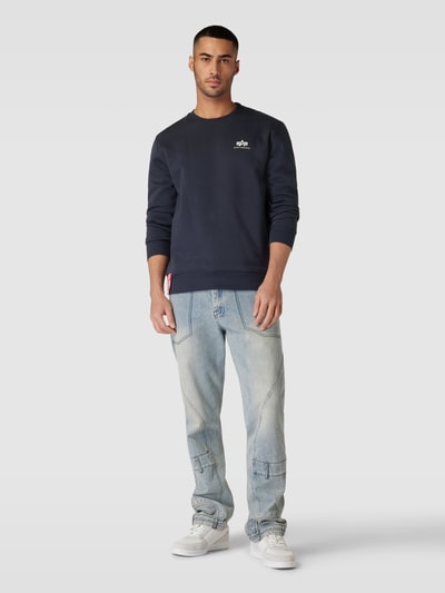 Alpha Industries Sweatshirt met labelprint, model 'BASIC' Donkerblauw - 1