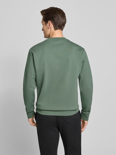 BOSS Green Regular fit sweatshirt van katoenmix, model 'SALBO' Lindegroen - 5