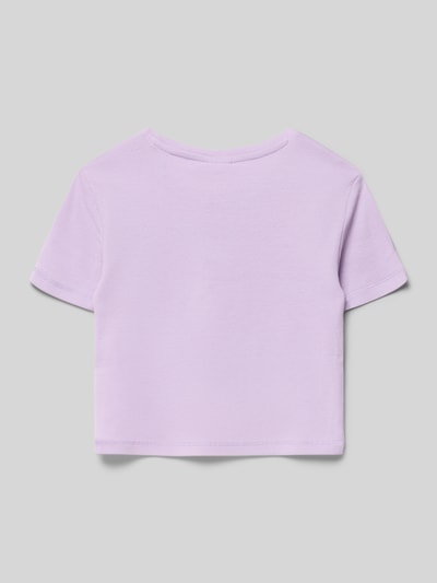 Produktfoto, Regular Fit T-Shirt aus reiner Baumwolle von s.Oliver RED LABEL, Optik: Unifarben, Kurzarm, glatte Struktur, fliederfarben.