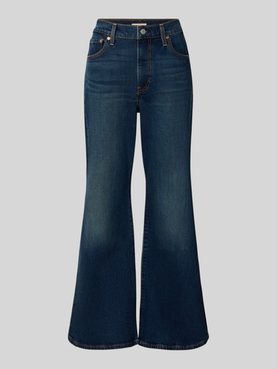 Produktfoto, Bootcut Jeans aus Baumwoll-Mix Modell 'RIBCAGE FLARE' von Levi's® 300 in Dunkelblau mit kontrastfarbenen Nähten, Damen Bootcut-Jeans von Levi's® 300