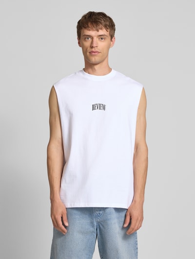 REVIEW Tanktop mit Label-Print Weiss 4