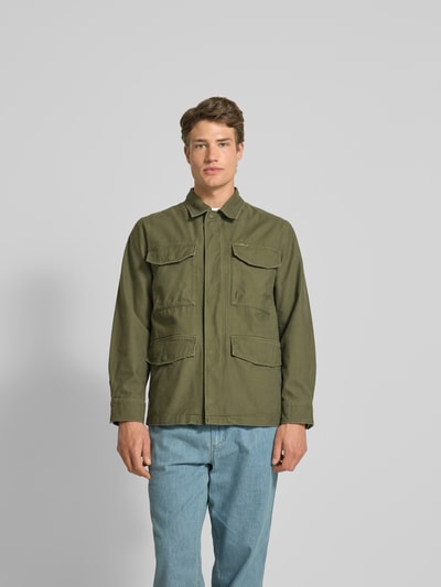 Closed Fieldjacket mit verdeckter Knopfleiste Khaki 4