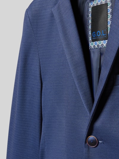 Produktfoto, Blazer mit Reverskragen von G.O.L. in Blau, feine Struktur, Knopfverschluss, Regular Fit, Detailaufnahme, Material-Mix mit Viskose-Anteil