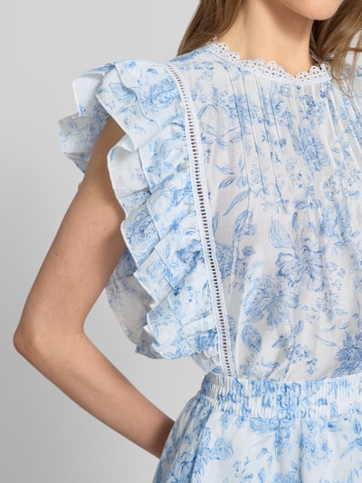 Gina Tricot Blusenshirt mit Volantärmel Hellblau 3