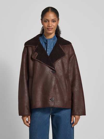 Jake*s Casual Kurtka o kroju relaxed fit z kołnierzem z połami Ciemnobrązowy 4