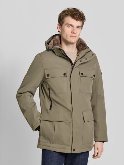 Tom Tailor Regular Fit Parka mit Webpelz-Kapuzenfutter Oliv 4
