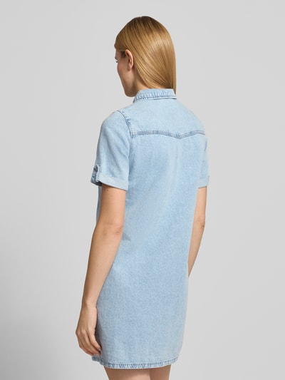 VERO MODA Taliowana sukienka dżinsowa z mieszanki bawełny Jeansowy niebieski 5