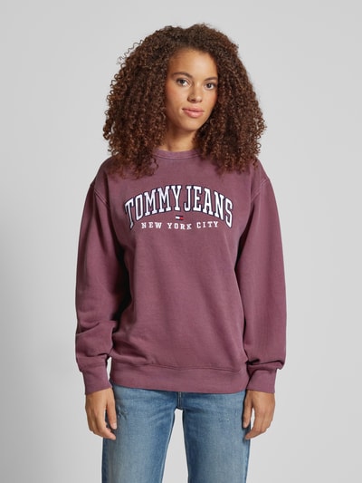 Tommy Jeans Sweatshirt mit Label-Stitching Modell 'VARSITY CREW' Hellrot 4