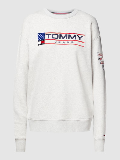 Tommy Jeans Sweatshirt mit Label-Stitching Hellgrau Melange 2