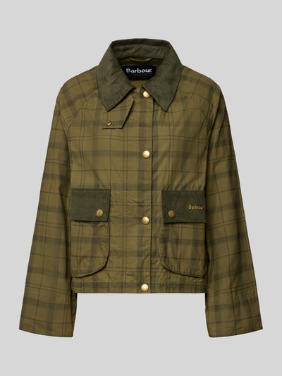 Produktfoto, Regular Fit Funktionsjacke aus reiner Baumwolle Modell 'BEADNELL' von Barbour z tartanowym wzorem, kolor khaki, wodoodporna