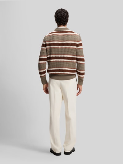 BOSS Pullover aus Schurwolle mit Polokragen Modell 'C-Fincenzo' Beige 5
