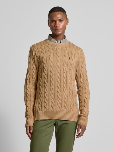 Polo Ralph Lauren Regular Fit Strickpullover aus reiner Baumwolle Modell 'DRIVER' Camel 4