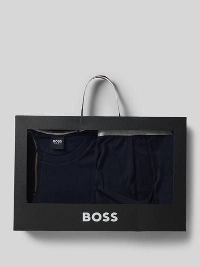 BOSS Regular Fit Pyjama aus reiner Baumwolle mit Geschenkbox Modell 'XMAS LONG SET'  Marine 4
