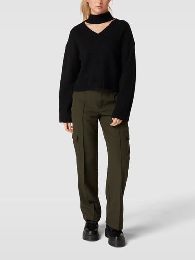 EDITED Sweter z dzianiny z wycięciem model ‘Wanja’ Czarny 1