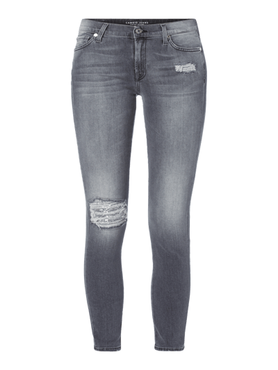 7 For All Mankind Skinny Fit Jeans im Destroyed Look Mittelgrau 1