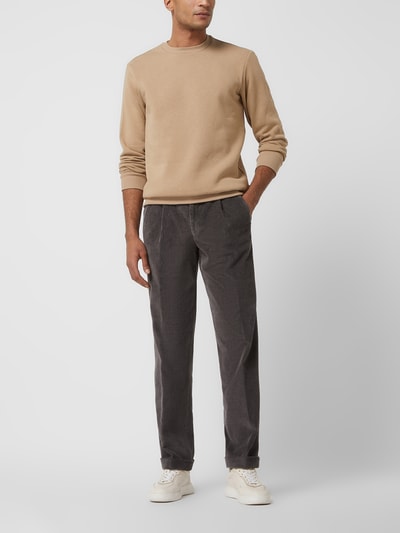 Hiltl Comfort fit bandplooibroek van corduroy, model 'Morello' Donkergrijs - 1