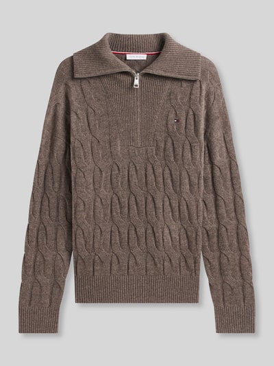 Tommy Hilfiger Relaxed Fit Troyer aus reiner Wolle Taupe 2
