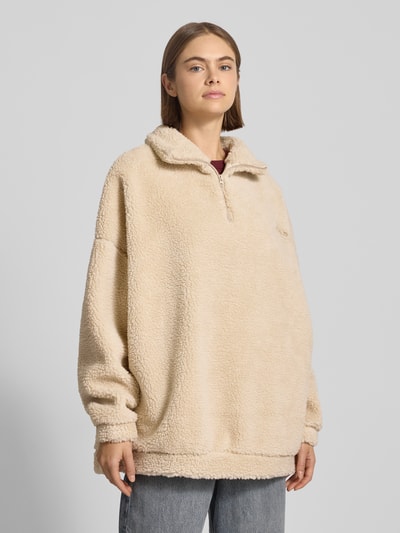 Karo Kauer Oversized Fleecepullover mit Reißverschluss Weiss 4