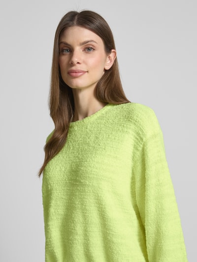 American Vintage Gebreide pullover met structuurmotief, model 'LIGEWAY' Neongeel gemêleerd - 3
