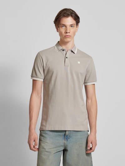 G-Star Raw Slim Fit Poloshirt mit verlängerter Rückseite Modell 'Dunda' Stein 4