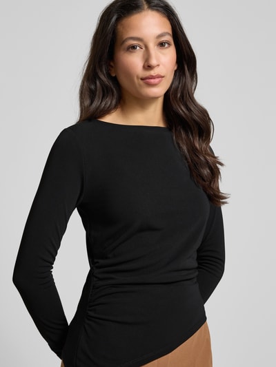 GUIDO MARIA KRETSCHMER WOMAN Slim fit shirt met lange mouwen in geplooide look, model 'Hellen' Zwart - 3