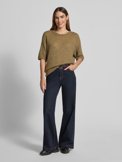 MORE & MORE Loose fit gebreide pullover met wol Kaki - 1