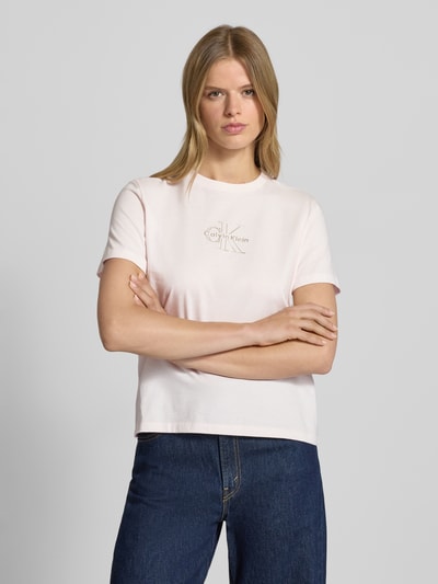 Calvin Klein Jeans T-Shirt mit Label-Print Hellrosa 4