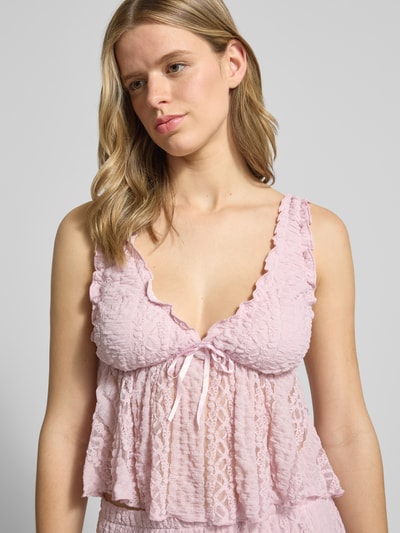 Gina Tricot Top van kant met strikdetail Lila - 3