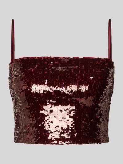 Jake*s Cocktail Slim Fit Crop Top mit Pailletten Kirsche Melange 2