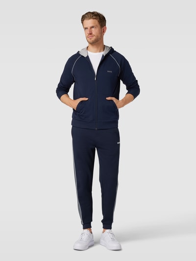 BOSS Sweatpants met labelstitching, model 'Tracksuit' Marineblauw - 1