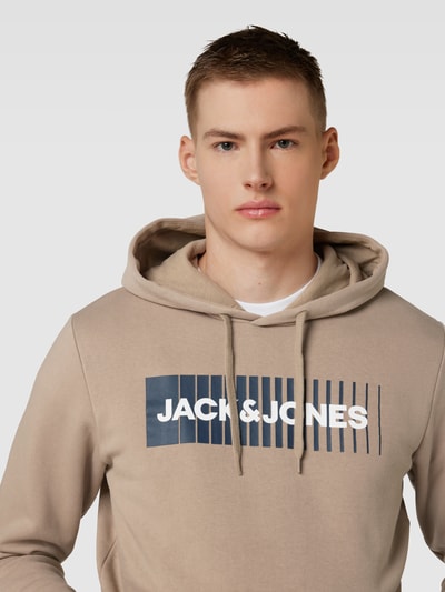 Jack & Jones Hoodie mit Label-Print Modell 'ECORP' Beige 3