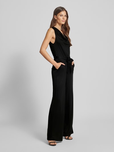 comma Jumpsuit mit Wasserfall-Ausschnitt Black 1