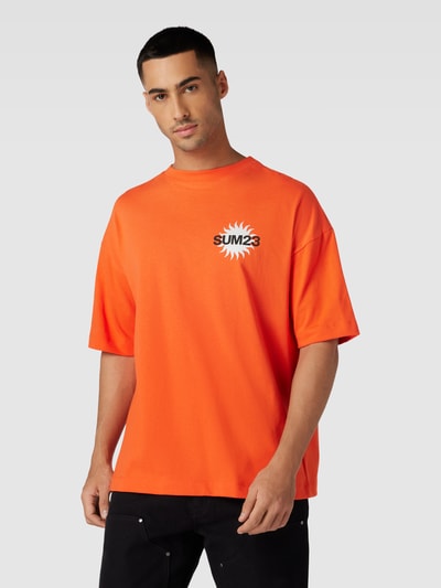 Multiply Apparel Oversized T-shirt met motiefprint Donkeroranje - 4