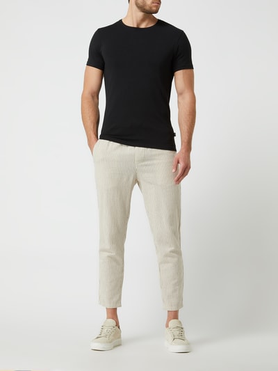 Casual Friday Slim fit T-shirt met stretch, model 'David' Zwart - 1