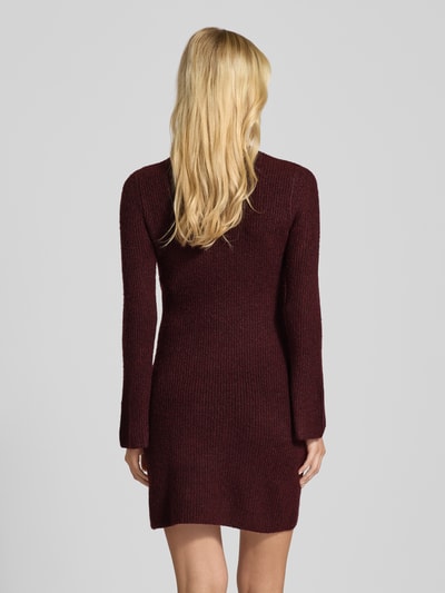 Noisy May Minikleid mit geripptem Stehkragen Bordeaux 5
