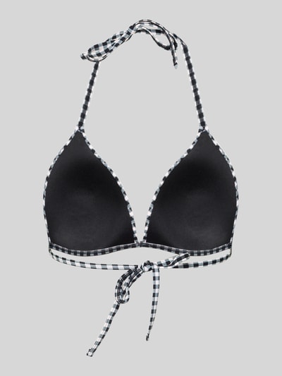 Produktfoto, Bikini-Oberteil mit Vichy-Karo und Schnürung von Jake*s Casual in Schwarz-Weiß, Stretch-Material, körpernahe Passform