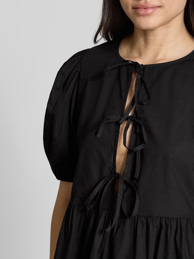 Pieces Relaxed fit tuniek in wikkellook, model 'JOLLY' Zwart - 3