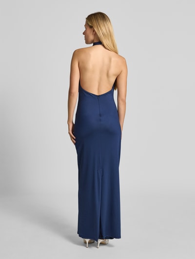 Swing Abendkleid mit Stehkragen und rückseitigem Knopfverschluss Marine 5