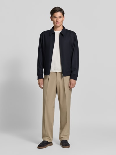 BOSS Slim Fit Bomberjacke mit Schurwoll-Anteil Modell 'P-Hanry-BMB-WG-264' Marine 1