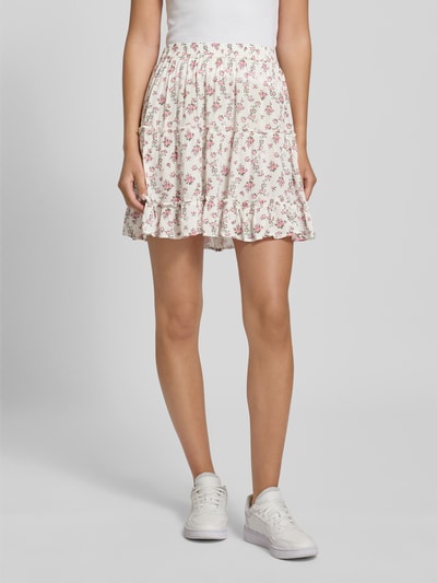 Pieces Ausgestellter Mini-Rock mit Allover-Muster Modell 'NYA' Weiss 4