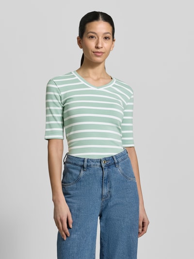 Christian Berg Woman T-shirt z wzorem w paski i dekoltem w serek Miętowy 4
